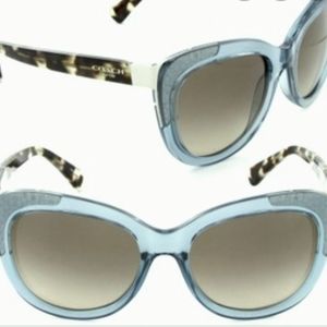 Coach teal crystal/snow leopard cateye glasses
